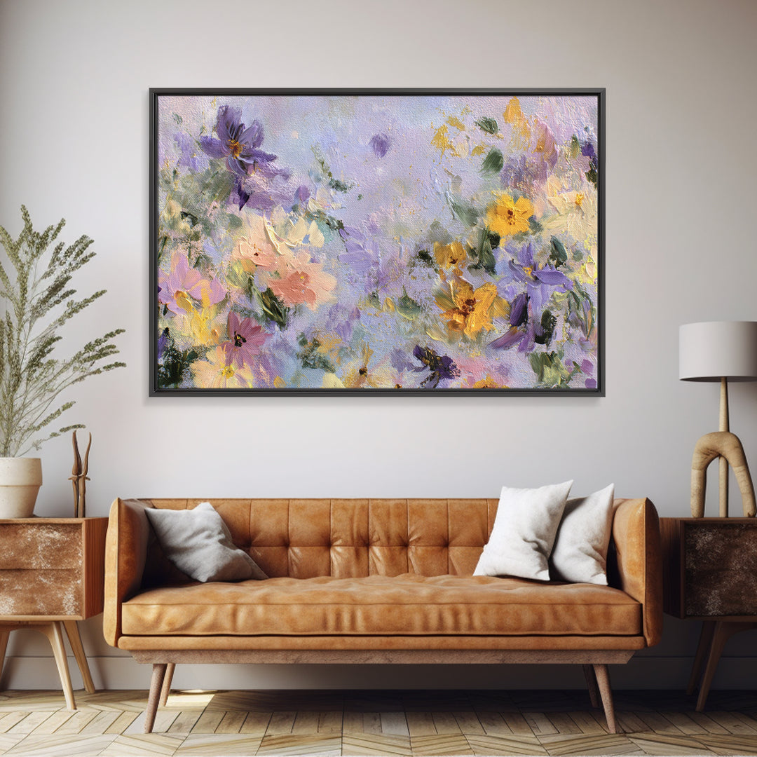 Wildflower Field in Loose Pastel Strokes Canvas Print, Impressionist Art, Modern Art, Living Room Decor, Oil Painting, IMP-3x2-12