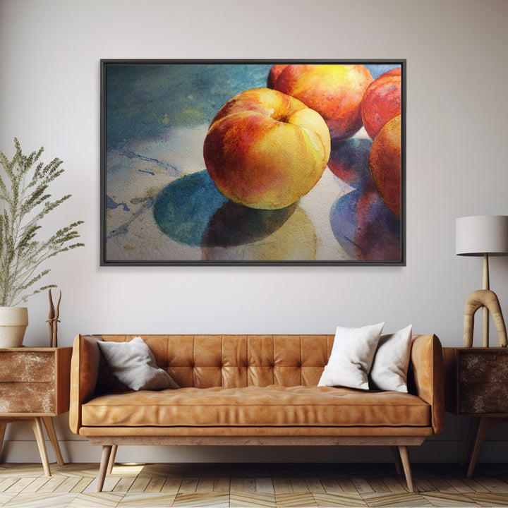 Still Life of Peaches Framed Canvas Print, Impressionist Art, Gallery Decor, Living Room Decor, Fine Art, Impression, IMP-3x2-27