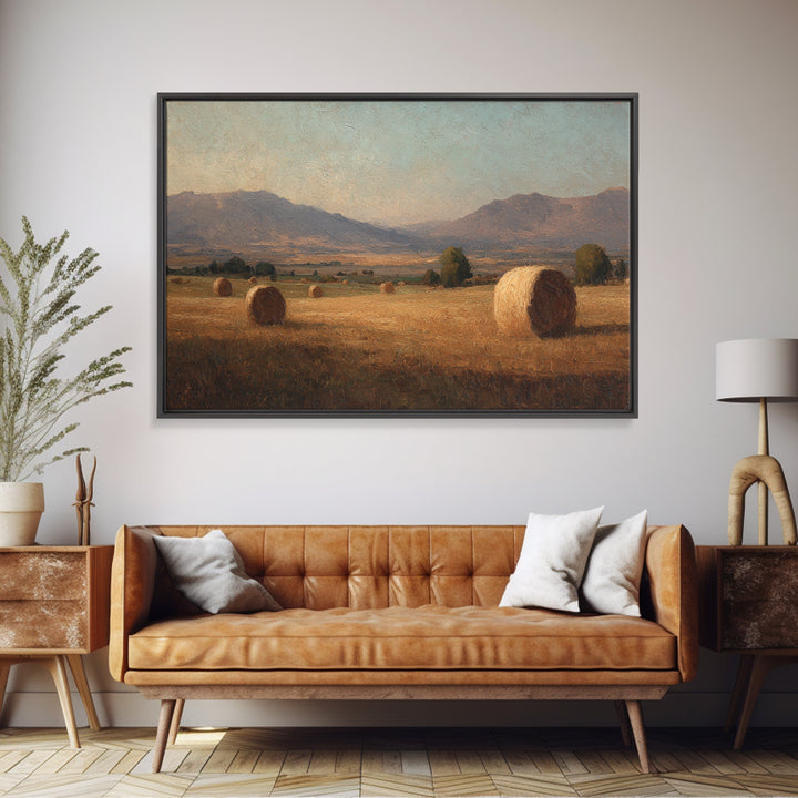 Haystacks Glowing at Golden Hour Canvas Print, Impressionist Art, Colorful Wall Art, Living Room Decor, Fine Art, Impression, IMP-3x2-32