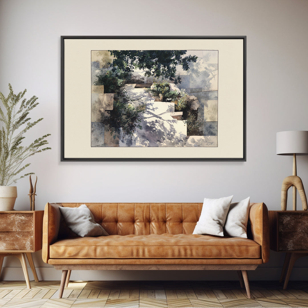 Garden Path Covered Framed Canvas Print, Impressionist Art, Modern Wall Art, Living Room Decor, Fine Art, Impression, IMP-3x2-6