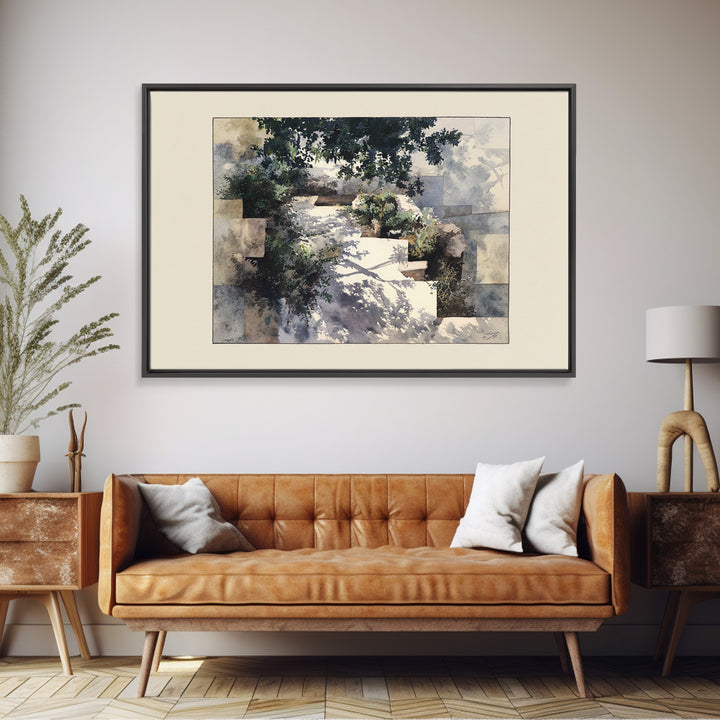 Garden Path Covered Framed Canvas Print, Impressionist Art, Modern Wall Art, Living Room Decor, Fine Art, Impression, IMP-3x2-6