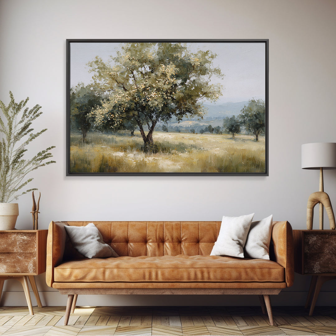 Apple Tree in Summer Orchard Framed Canvas Print, Impressionist Art, Gallery Decor, Living Room Decor, Fine Art, Impression, IMP-3x2-69