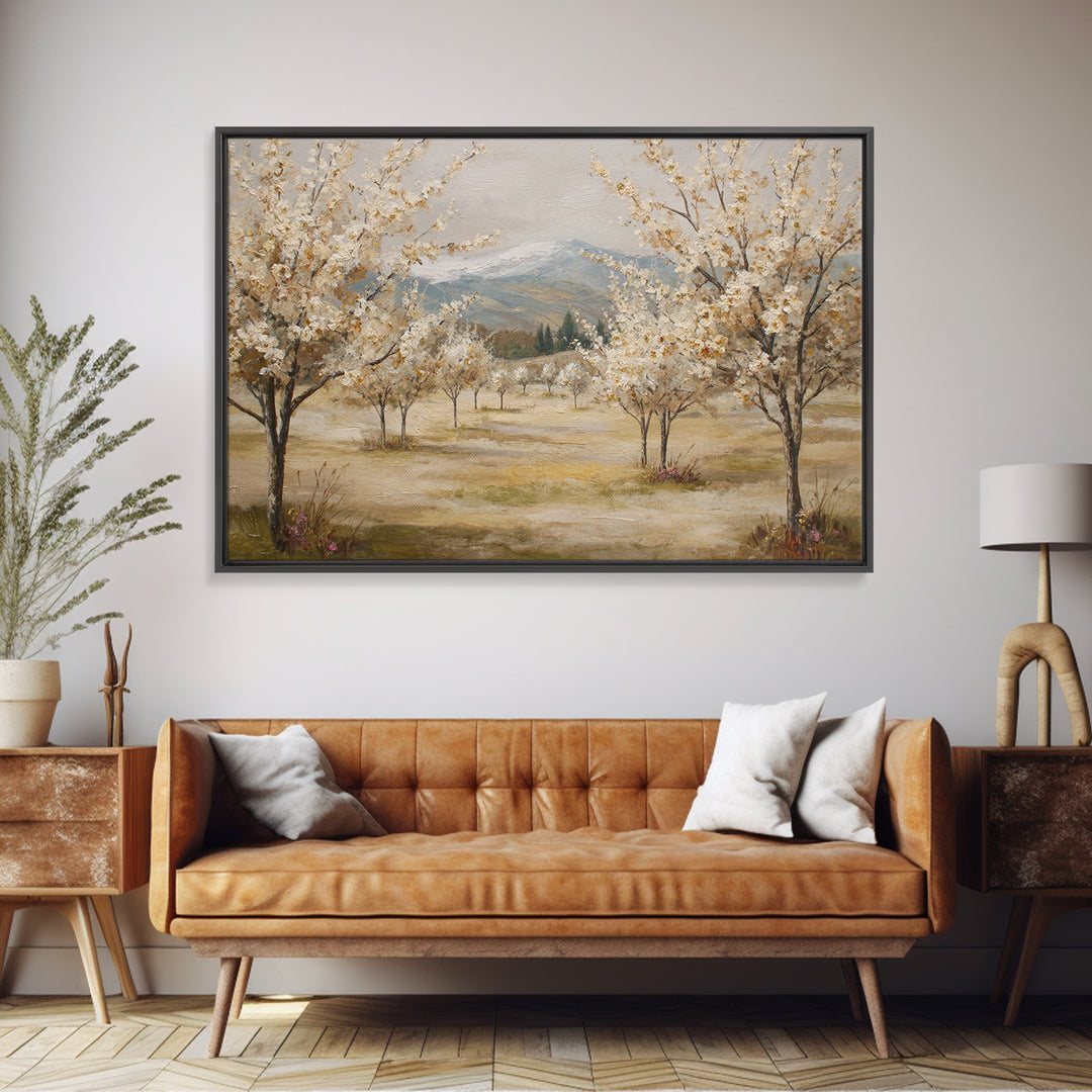 Spring Orchard with Blossoming Trees Canvas Print, Impressionist Art, Living Room Art, Living Room Decor, Impression, IMP-3x2-82