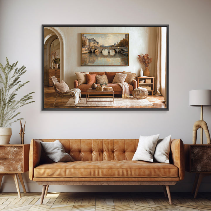 Paris Bridge Reflected Canvas Print, Impressionist Art, Farmhouse Decor, Living Room Decor, Impression, Landscape Wall Art, IMP-3x2-83