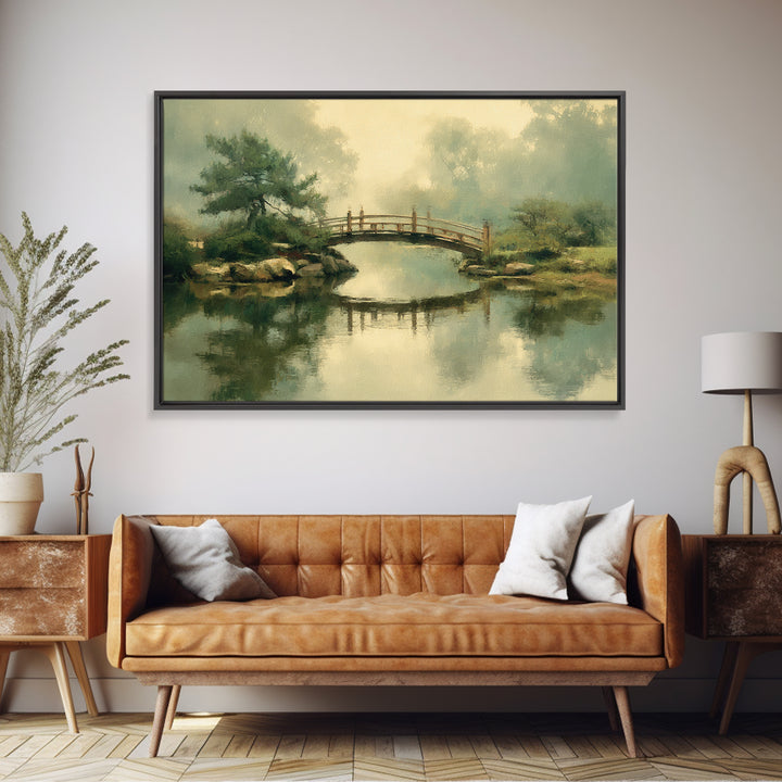 Water Garden Bridge Canvas Print, Impressionist Art, Landscape Art, Living Room Decor, Fine Art, Impression, Textured Painting, IMP-3x2-94