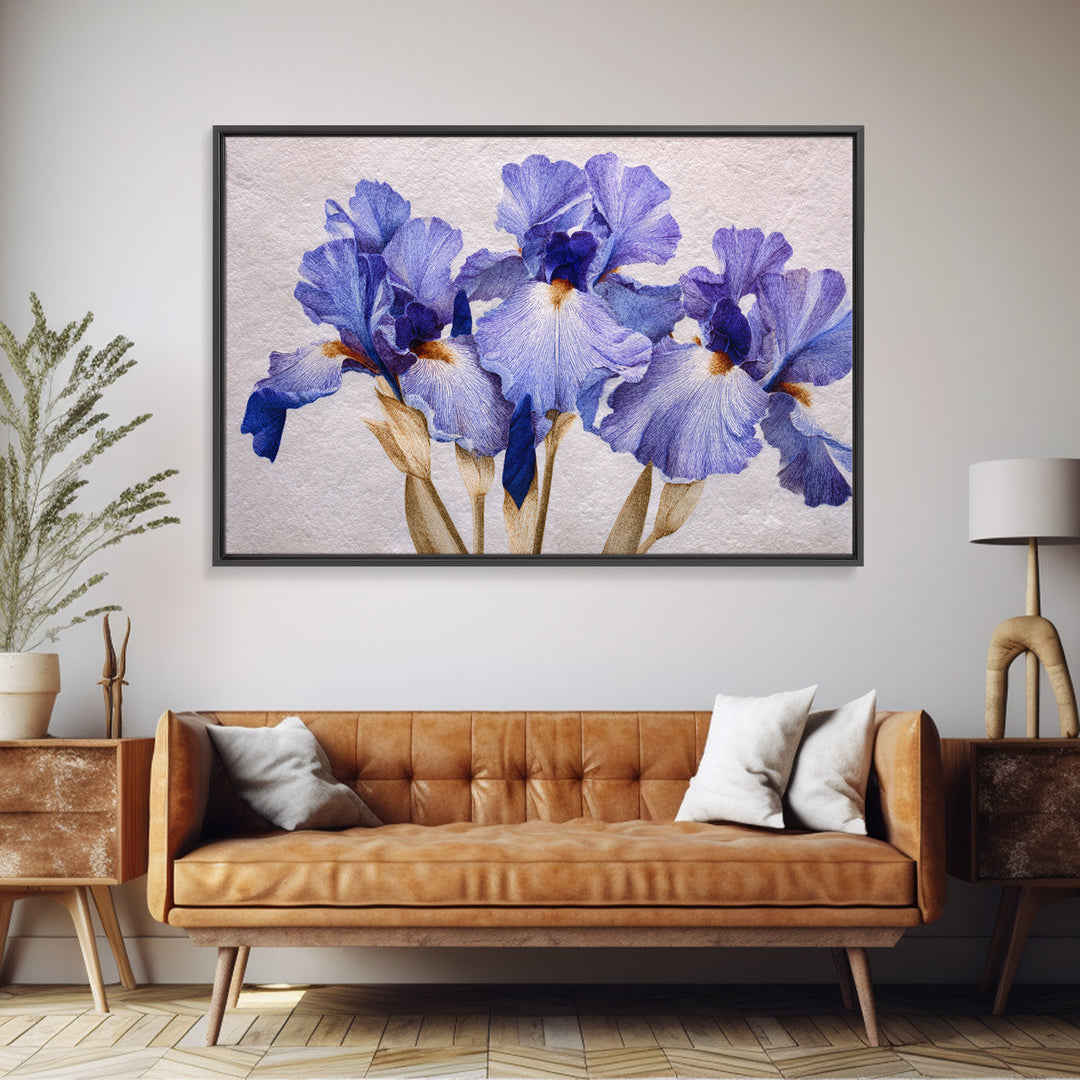 Iris Garden with Blue Violet Strokes Canvas Print, Impressionist Art, Printable Wall Art, Living Room Decor, Impression, IMP-3x2-96