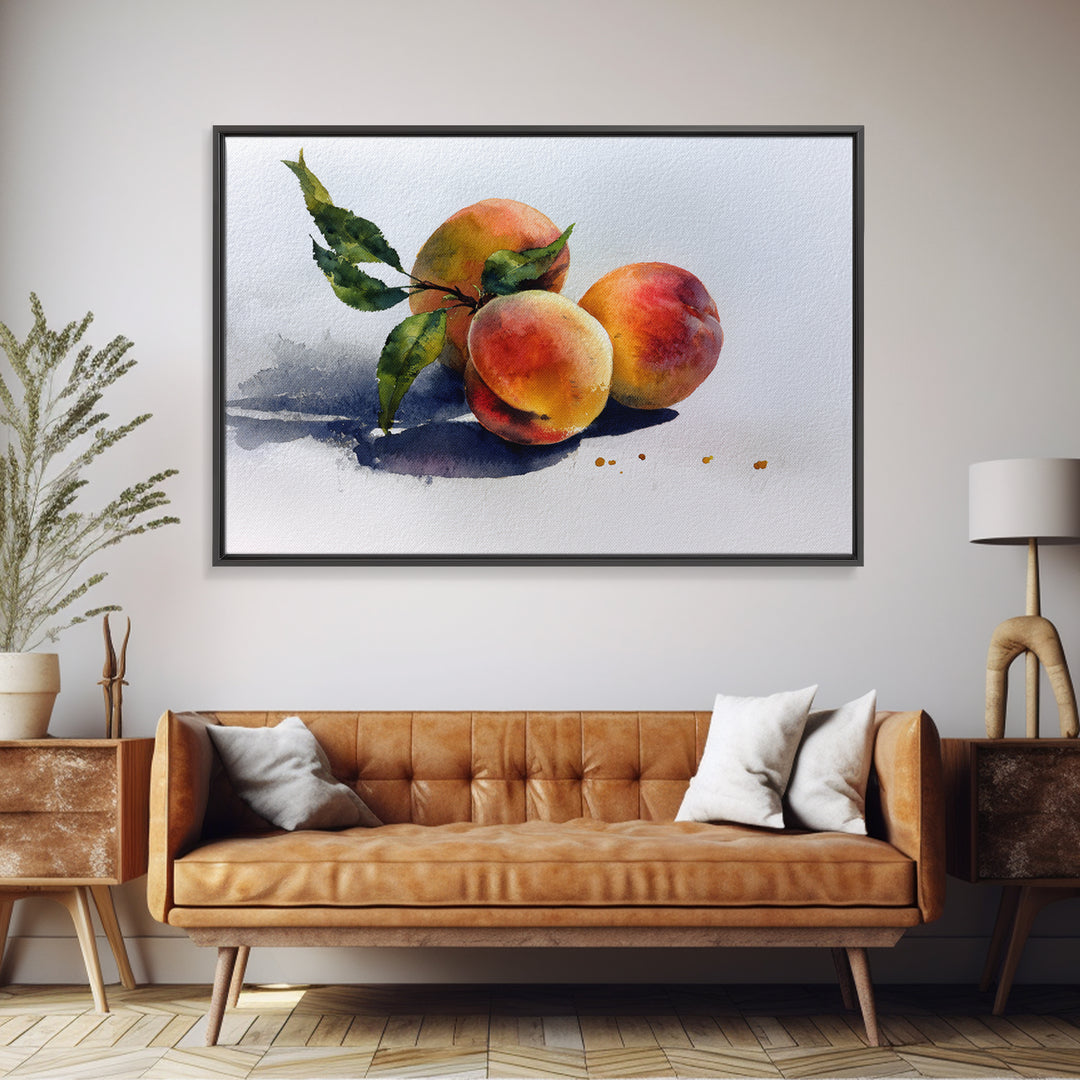 Still Life of Peaches Framed Canvas Print, Impressionist Art, Textured Wall Art, Living Room Decor, Fine Art, Impression, IMP-3x2-99