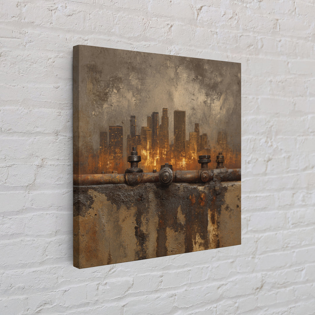 Industrial City Skyline Framed Canvas Print, Industrial Art, Art, Living Room Decor, Fine Art, Foundry, Printable Art, IND-1x1-12