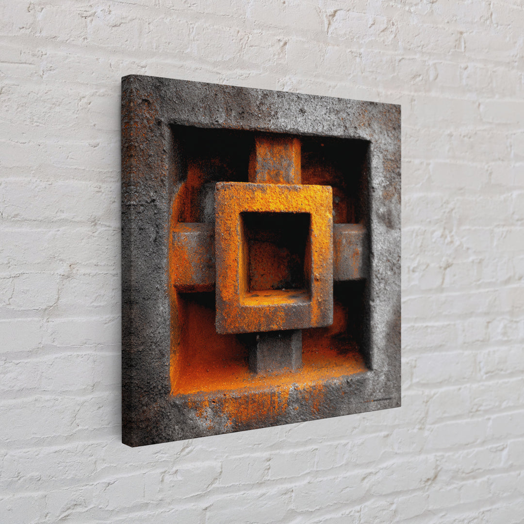 Abstract Smoke and Steel Shapes Framed Canvas Print, Industrial Art, Living Room Art, Living Room Decor, Abstract Art, Foundry, IND-1x1-24