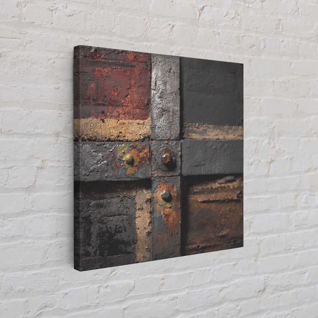 Exposed Brick Texture Abstract Framed Canvas Print, Industrial Art, Art Prints, Living Room Decor, Fine Art, Foundry, IND-1x1-28