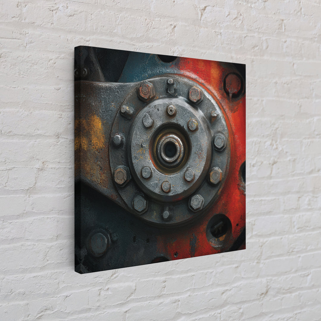 Steam Locomotive Wheel Closeup Canvas Print, Industrial Art, Modern Decor, Living Room Decor, Oil Painting, Foundry, Wall Decor, IND-1x1-30