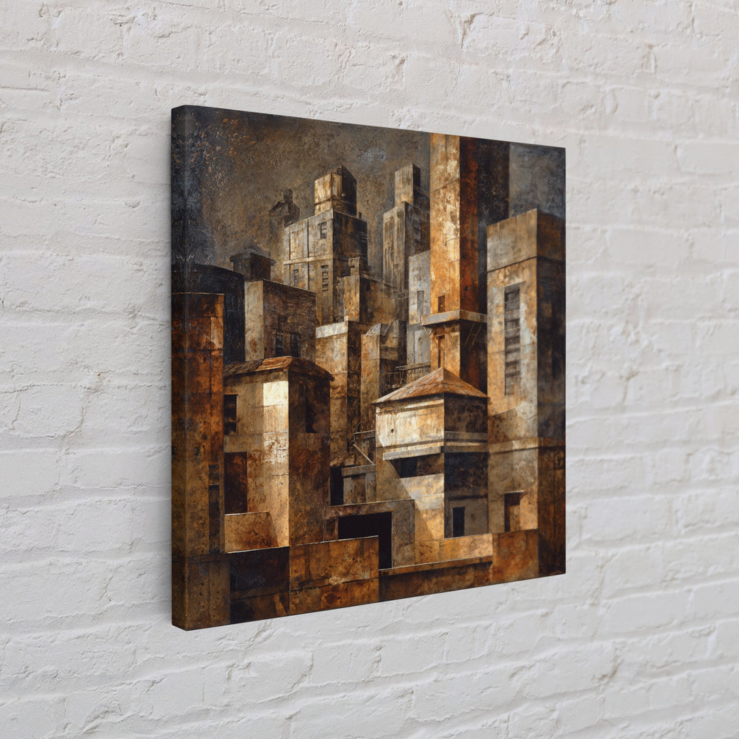 Industrial City Skyline Canvas Print, Industrial Art, Printables, Living Room Decor, Abstract Art, Foundry, Industrial Decor, IND-1x1-36