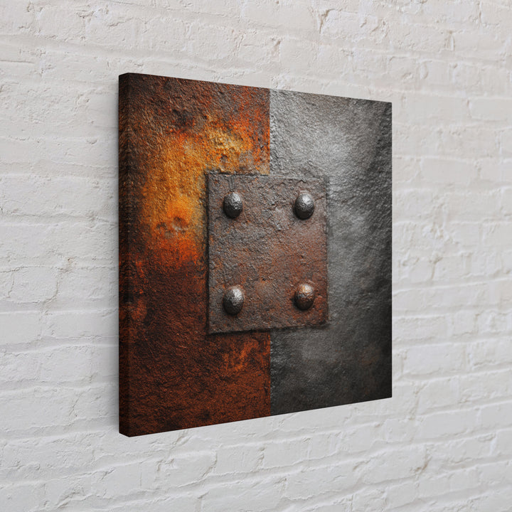 Riveted Metal Panel Texture Study Framed Canvas Print, Industrial Art, Gallery Decor, Living Room Decor, Fine Art, Foundry, IND-1x1-46