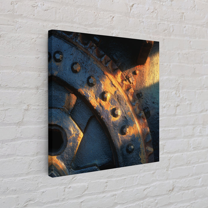 Steam Locomotive Wheel Closeup Canvas Print, Industrial Art, Modern Decor, Living Room Decor, Oil Painting, Foundry, Wall Decor, IND-1x1-54