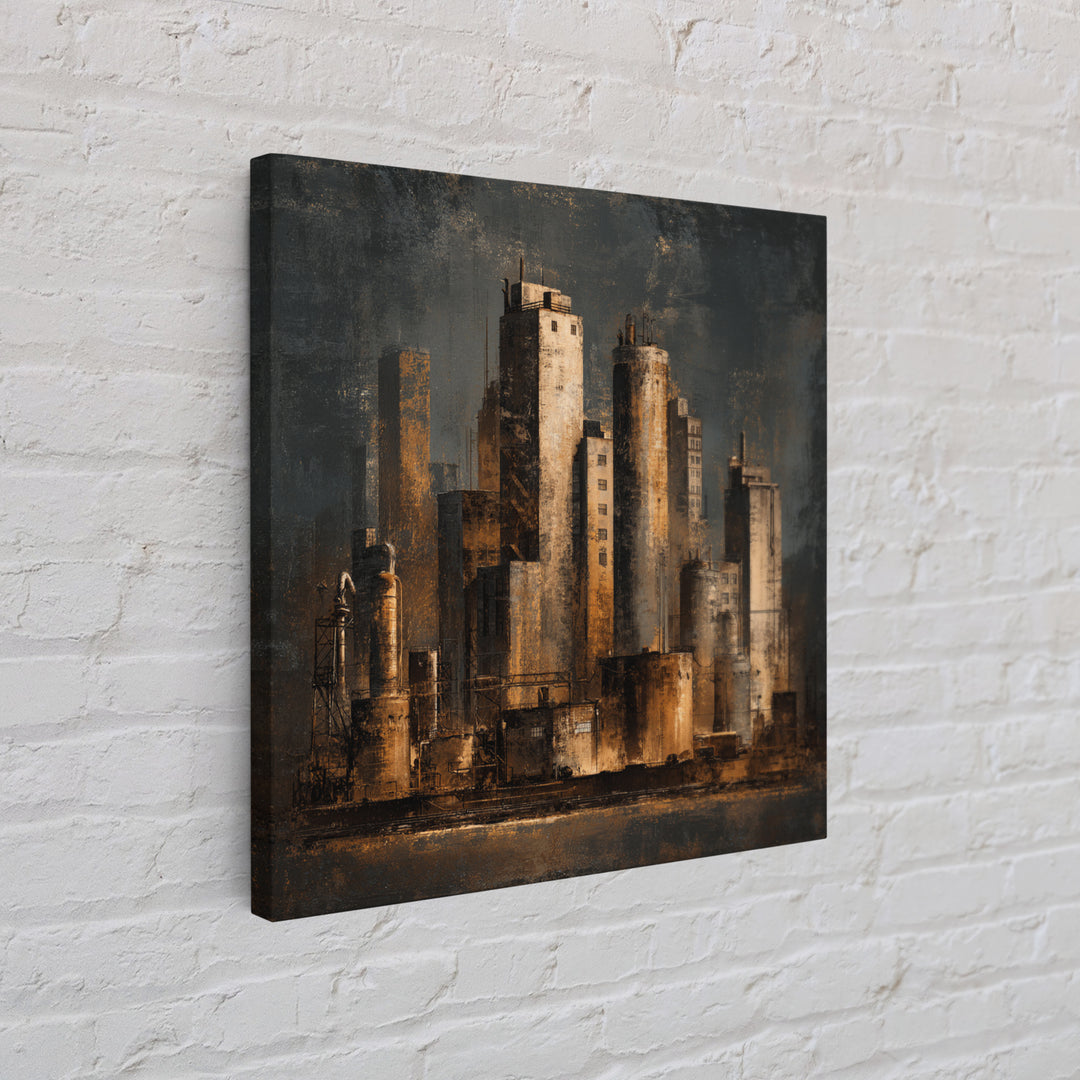 Industrial City Skyline Canvas Print, Industrial Art, Modern Art, Living Room Decor, Abstract Art, Foundry, Modern Decor, IND-1x1-60