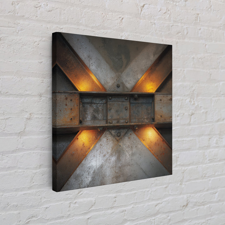 Steel Beams Crossing Like Abstract Lines Framed Canvas Print, Industrial Art, Wall Art, Living Room Decor, Fine Art, Foundry, IND-1x1-65