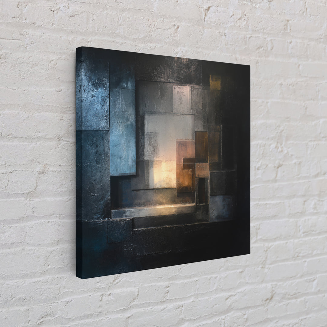 Abstract Smoke and Steel Shapes Framed Canvas Print, Industrial Art, Contemporary Art, Living Room Decor, Fine Art, Foundry, IND-1x1-72