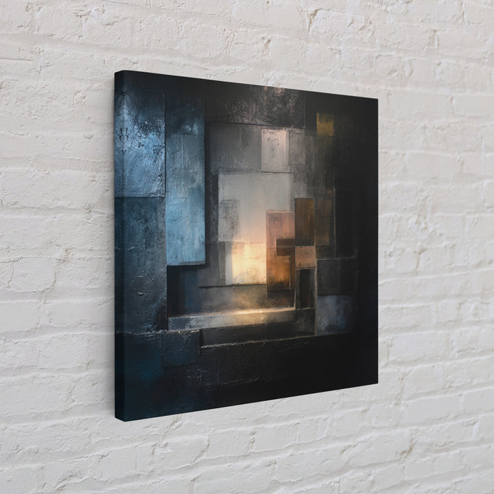 Abstract Smoke and Steel Shapes Framed Canvas Print, Industrial Art, Contemporary Art, Living Room Decor, Fine Art, Foundry, IND-1x1-72