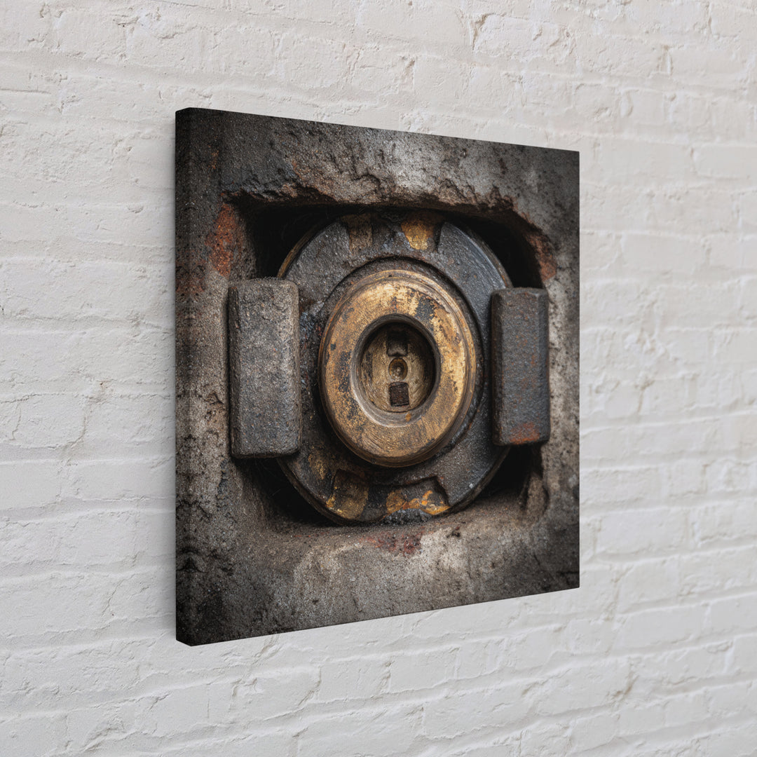Steam Locomotive Wheel Closeup Framed Canvas Print, Industrial Art, Room Decor, Living Room Decor, Fine Art, Foundry, IND-1x1-78