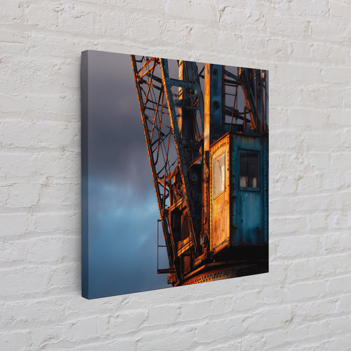 Warehouse Crane Silhouette Framed Canvas Print, Industrial Art, Luxury Decor, Living Room Decor, Oil Painting, Foundry, IND-1x1-79