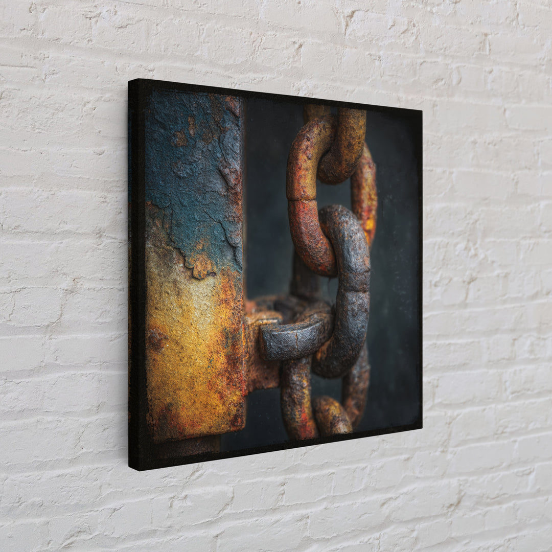 Chain and Hook Still Life Framed Canvas Print, Industrial Art, Wall Art, Living Room Decor, Fine Art, Foundry, Original Art, IND-1x1-88