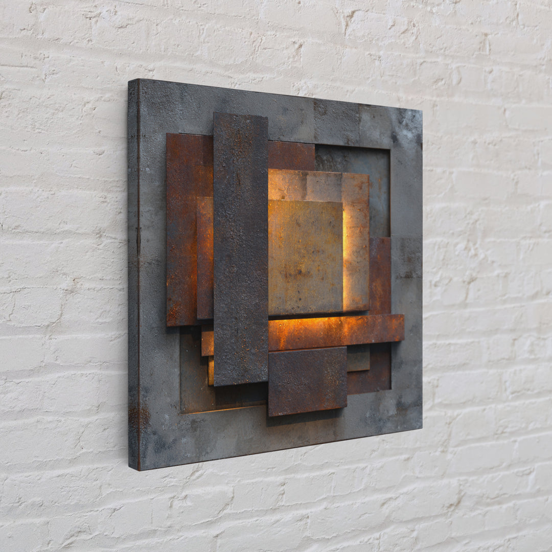 Abstract Smoke and Steel Shapes Framed Canvas Print, Industrial Art, Art Print, Living Room Decor, Abstract Art, Foundry, IND-1x1-96