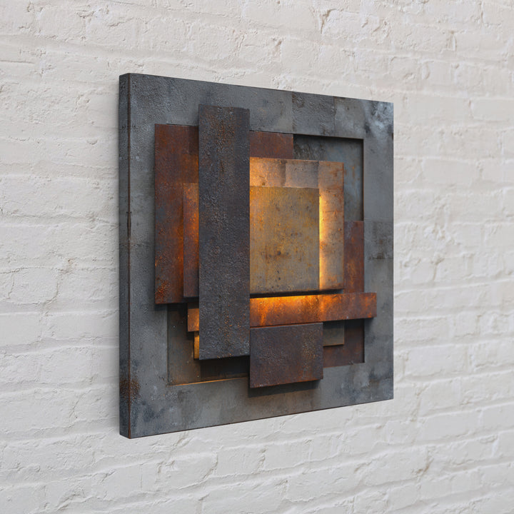 Abstract Smoke and Steel Shapes Framed Canvas Print, Industrial Art, Art Print, Living Room Decor, Abstract Art, Foundry, IND-1x1-96