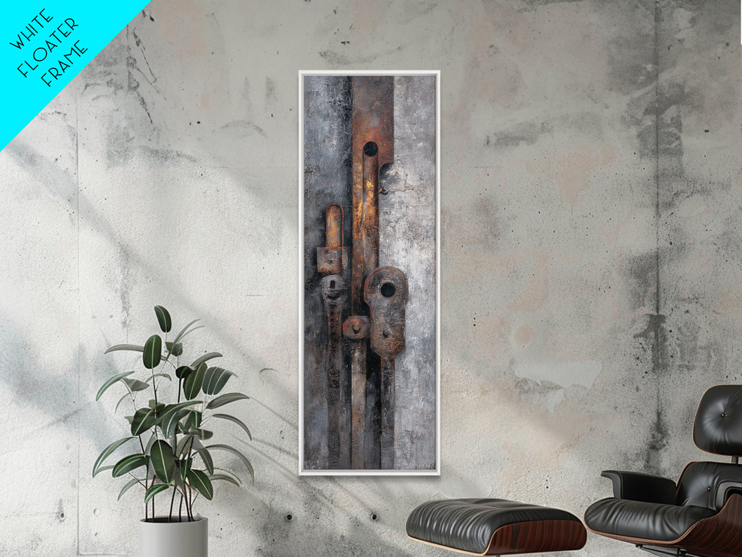 Abstract Smoke and Steel Shapes Canvas Print, Industrial Art, Printables, Living Room Decor, Abstract Art, Foundry, IND-1x3-12