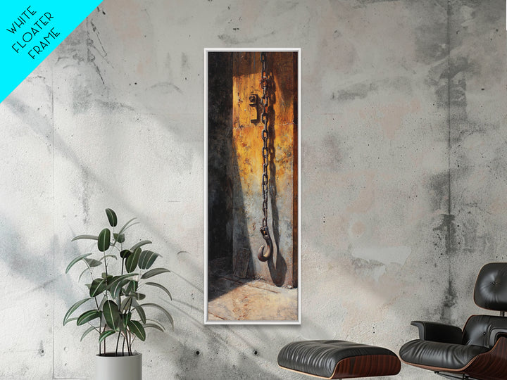 Chain and Hook Still Life Canvas Print, Industrial Art, Original Art, Living Room Decor, Fine Art, Foundry, Steampunk Decor, IND-1x3-28