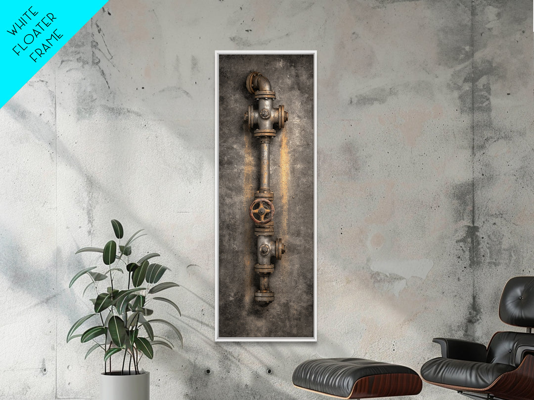 Metal Pipes and Valves as Graphic Composition Canvas Print, Industrial Art, Abstract Wall Art, Living Room Decor, Foundry, IND-1x3-44