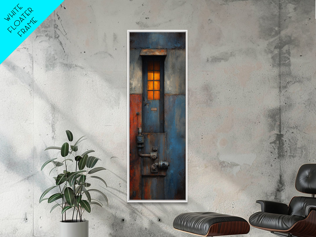 Old Factory Window Framed Canvas Print, Industrial Art, Minimalist Decor, Living Room Decor, Fine Art, Foundry, Wall Hanging, IND-1x3-62