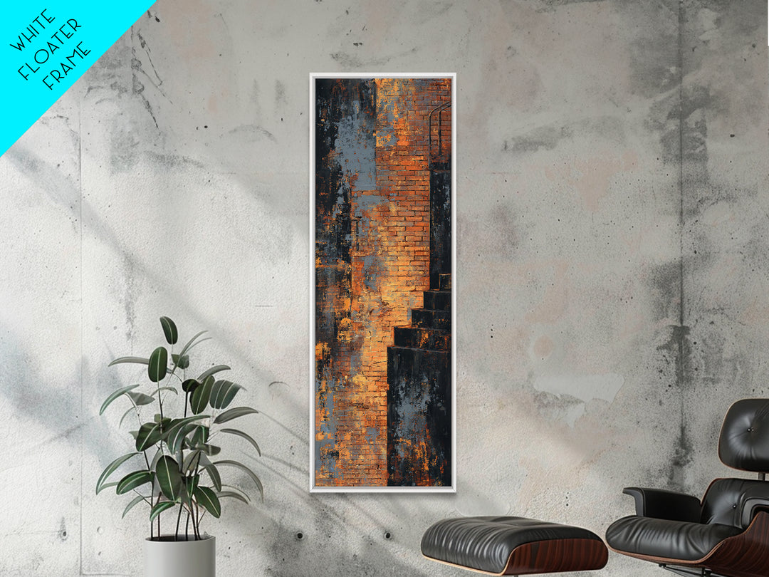 Exposed Brick Texture Abstract Framed Canvas Print, Industrial Art, Contemporary Art, Living Room Decor, Abstract Art, Foundry, IND-1x3-64