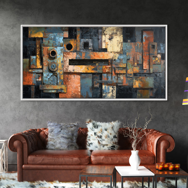 Exposed Brick Texture Abstract Canvas Print, Industrial Art, Decor, Living Room Decor, Abstract Art, Foundry, IND-2x1-48