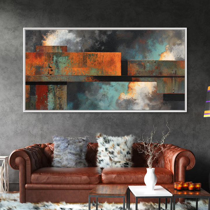 Steel Beams Crossing Like Abstract Lines Canvas Print, Industrial Art, Black and White Wall Art, Living Room Decor, Foundry, IND-2x1-61
