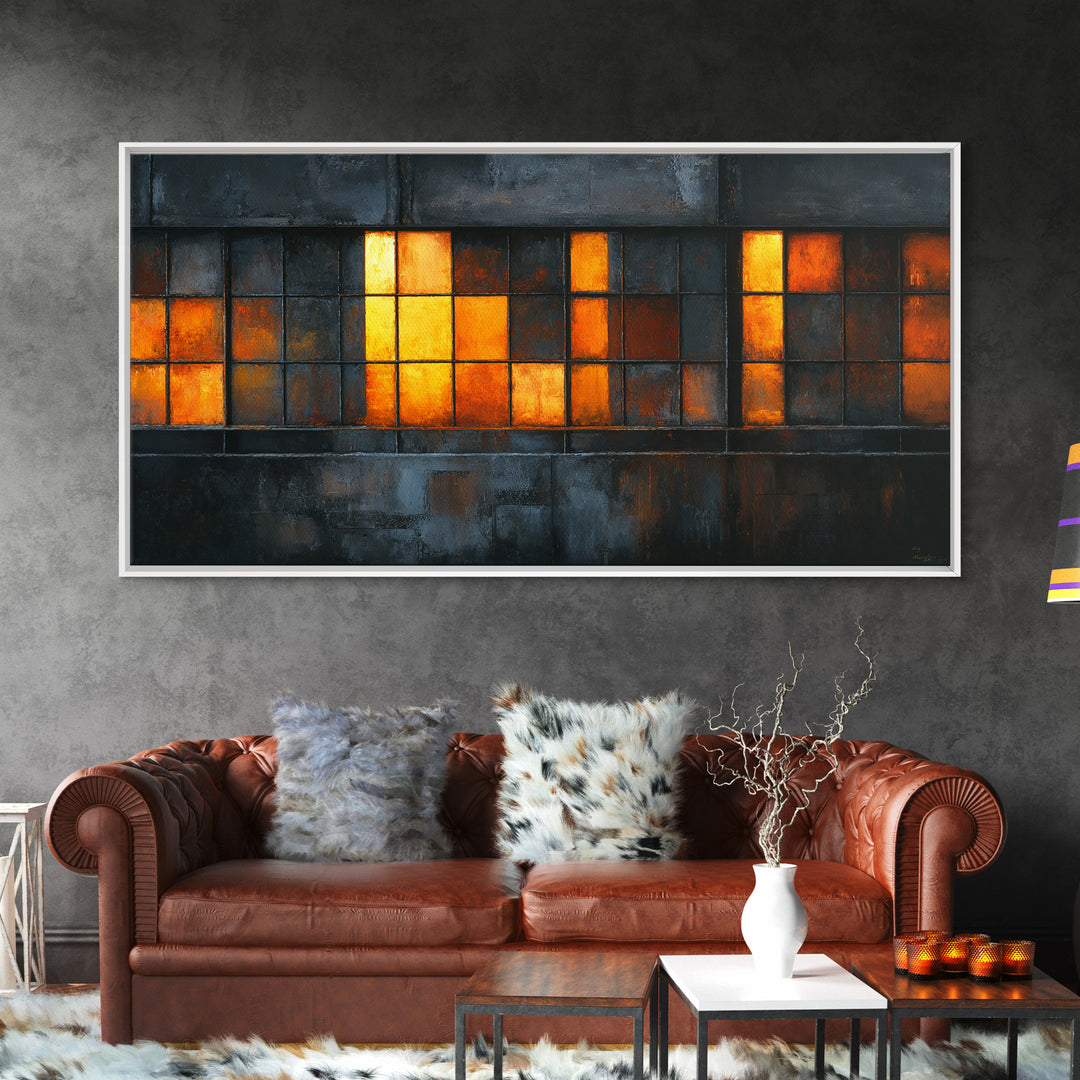 Old Factory Window Canvas Print, Industrial Art, Original Art, Living Room Decor, Fine Art, Foundry, Steampunk Decor, IND-2x1-94