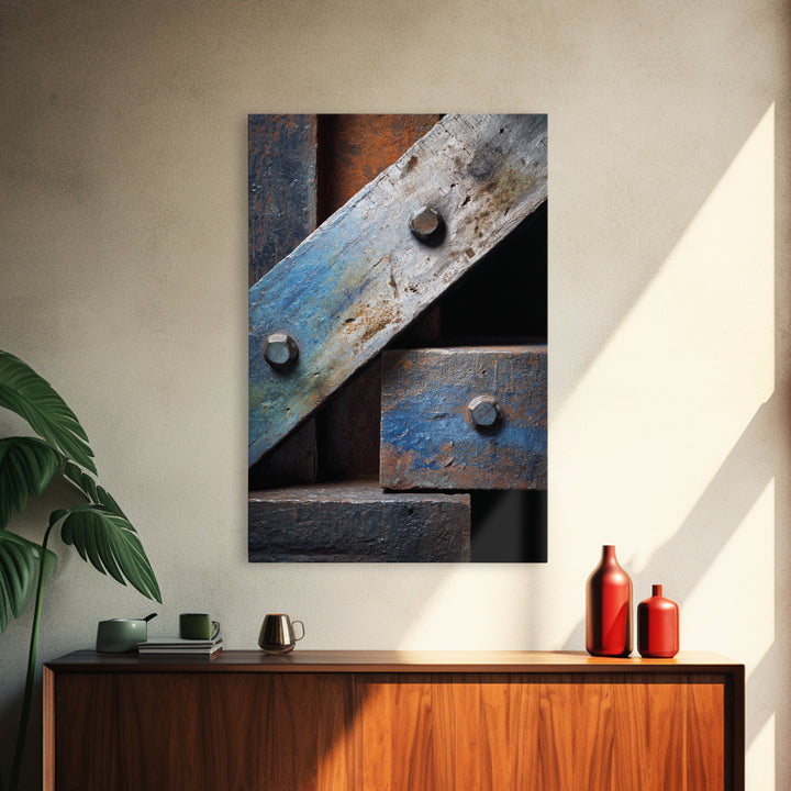 Steel Beams Crossing Like Abstract Lines Framed Canvas Print, Industrial Art, Printable Art, Living Room Decor, Foundry, IND-2x3-1