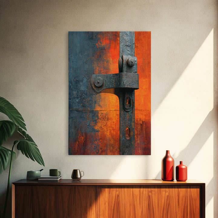 Riveted Metal Panel Texture Study Framed Canvas Print, Industrial Art, Wall Decor, Living Room Decor, Fine Art, Foundry, IND-2x3-30