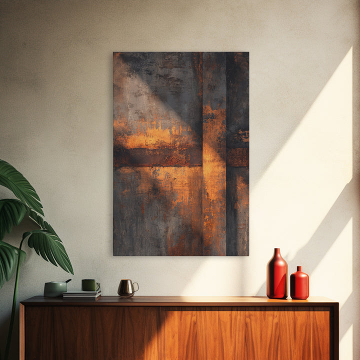 Exposed Brick Texture Abstract Framed Canvas Print, Industrial Art, Abstract Painting, Living Room Decor, Abstract Art, Foundry, IND-2x3-60
