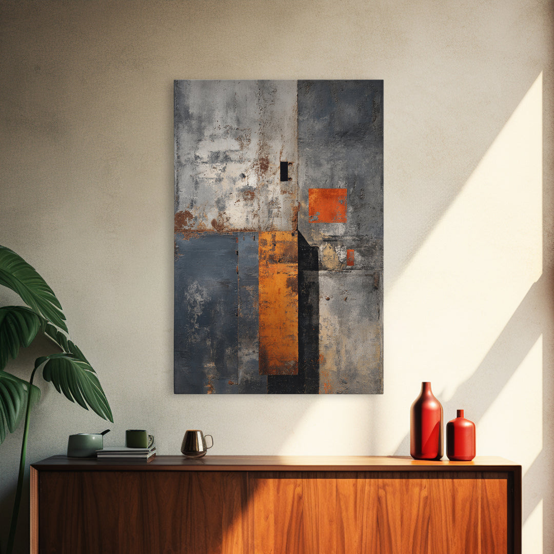 Concrete Wall Abstract Canvas Print, Industrial Art, Steampunk Decor, Living Room Decor, Fine Art, Foundry, Luxury Decor, IND-2x3-65