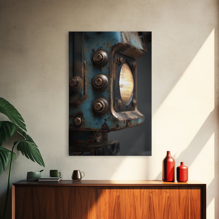 Industrial Lamp with Warm Glow Canvas Print, Industrial Art, Steampunk Decor, Living Room Decor, Foundry, Luxury Decor, IND-2x3-79