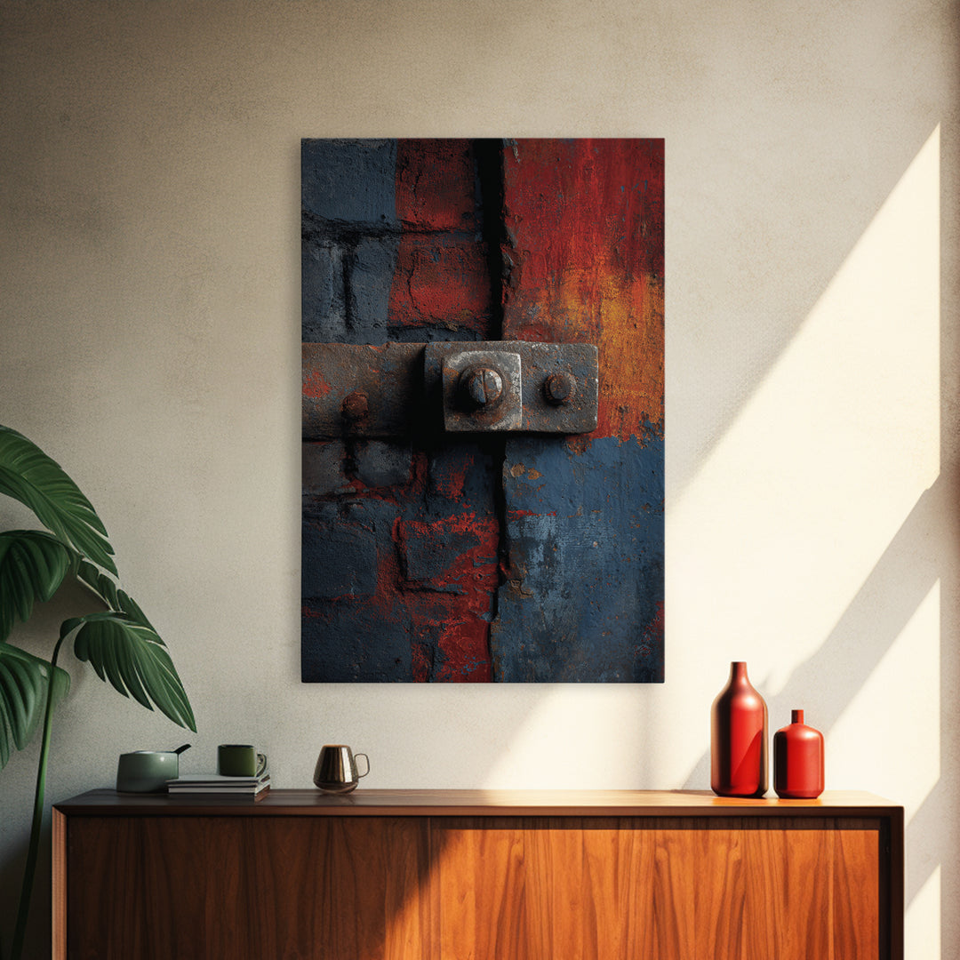 Exposed Brick Texture Abstract Framed Canvas Print, Industrial Art, Wall Art, Living Room Decor, Abstract Art, Foundry, IND-2x3-84