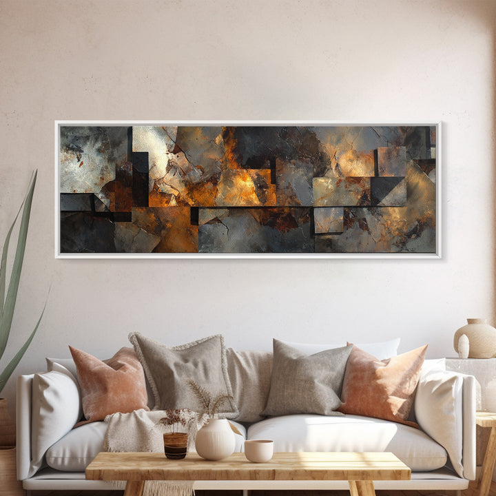 Abstract Smoke and Steel Shapes Canvas Print, Industrial Art, Modern Decor, Living Room Decor, Fine Art, Foundry, Wall Decor, IND-3x1-40
