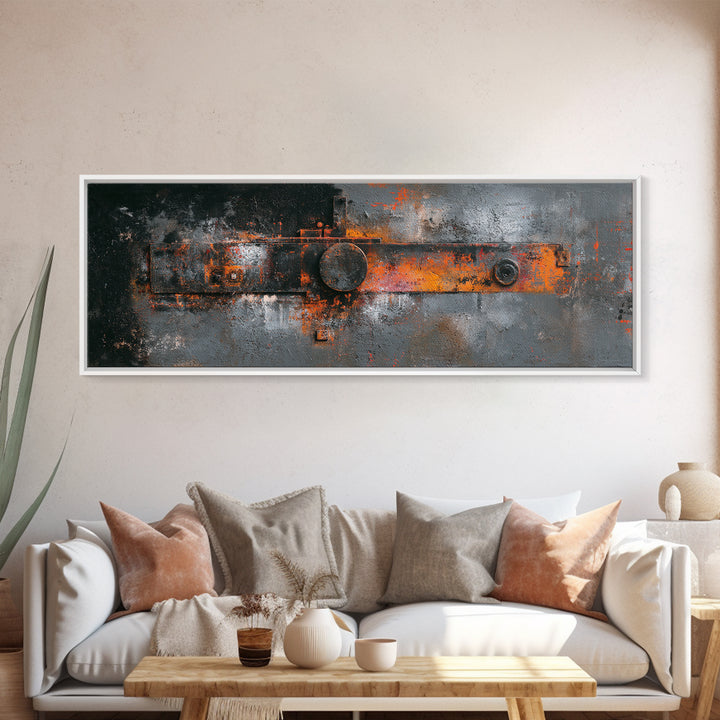 Exposed Brick Texture Abstract Framed Canvas Print, Industrial Art, Fine Art Print, Living Room Decor, Abstract Art, Foundry, IND-3x1-44
