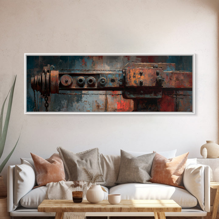 Warehouse Crane Silhouette Canvas Print, Industrial Art, Abstract Wall Art, Living Room Decor, Foundry, Black and White Art, IND-3x1-71