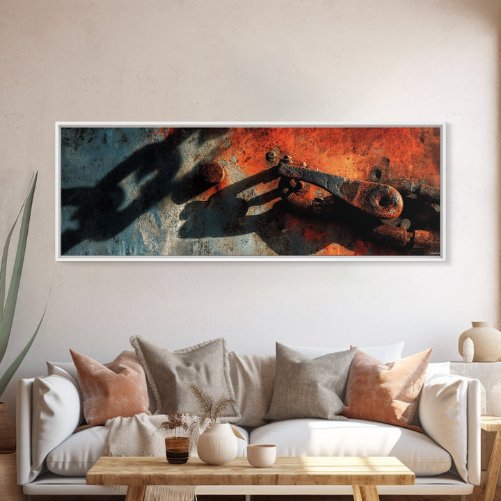 Chain and Hook Still Life Canvas Print, Industrial Art, Steampunk Decor, Living Room Decor, Fine Art, Foundry, Luxury Decor, IND-3x1-8