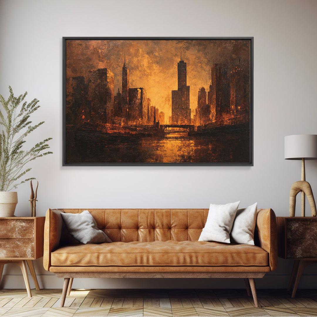 Industrial City Skyline Canvas Print, Industrial Art, Modern Decor, Living Room Decor, Abstract Art, Foundry, Wall Decor, IND-3x2-16