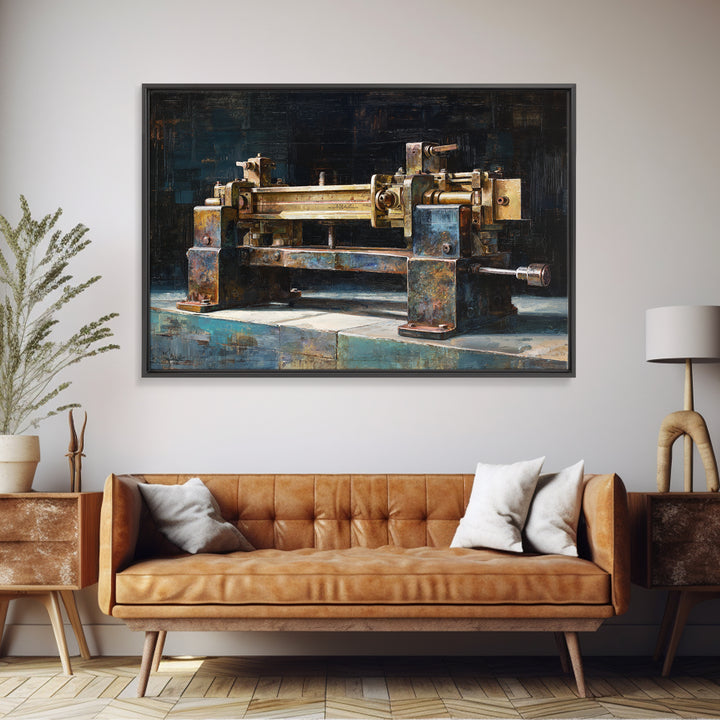 Brass Gauge and Machinery Still Life Canvas Print, Industrial Art, Neutral Decor, Living Room Decor, Fine Art, Foundry, IND-3x2-17