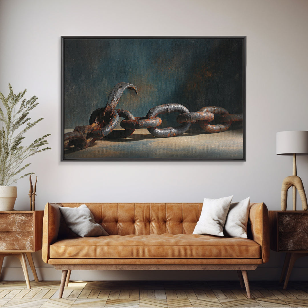 Chain and Hook Still Life Framed Canvas Print, Industrial Art, Fine Art Print, Living Room Decor, Fine Art, Foundry, Wall Decor, IND-3x2-20