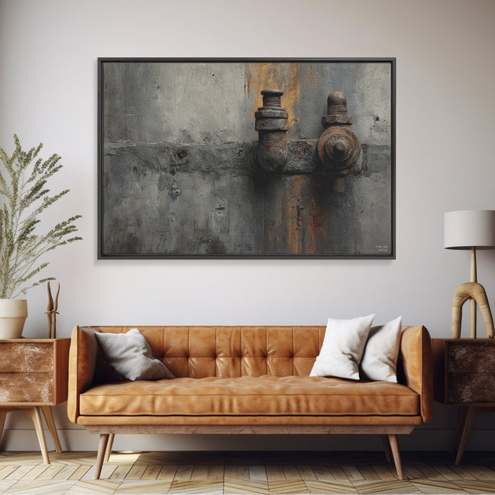 Concrete Wall Abstract Framed Canvas Print, Industrial Art, Wall Art, Living Room Decor, Abstract Art, Foundry, Original Art, IND-3x2-85