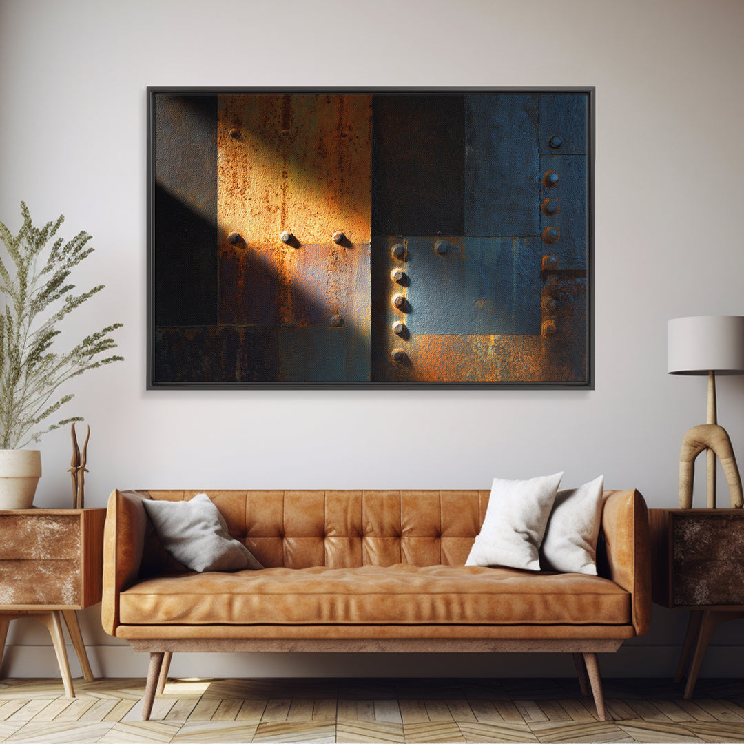 Riveted Metal Panel Texture Study Canvas Print, Industrial Art, Modern Decor, Living Room Decor, Fine Art, Foundry, Wall Decor, IND-3x2-98